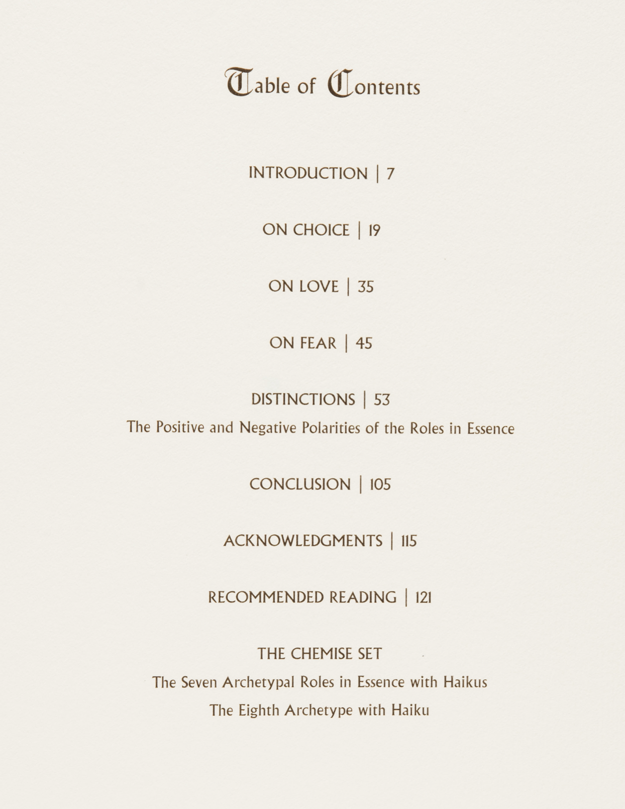 AIC Table of Contents